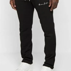 Man Tracksuit Bottoms Essential Signature Track Pants - Black