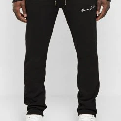 Man Tracksuit Bottoms Essential Signature Track Pants - Black