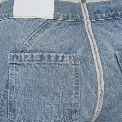 Woman Denim Foldover Waistband Mom Jeans - Mid Blue