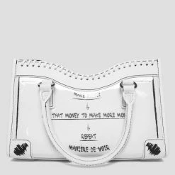 Woman Accessories Graffiti Print Handbag - White