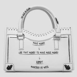 Woman Accessories Graffiti Print Handbag - White