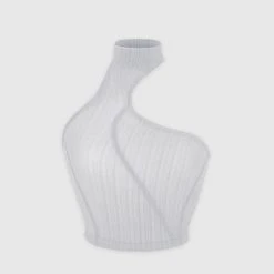 Woman Tops High Neck Sheer Asymmetric Crop Top - Grey