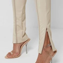 Woman Leggings High Shine Raised Seam Leggings - Beige