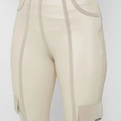 Woman Leggings High Shine Raised Seam Leggings - Beige