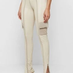 Woman Leggings High Shine Raised Seam Leggings - Beige