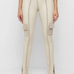 Woman Leggings High Shine Raised Seam Leggings - Beige