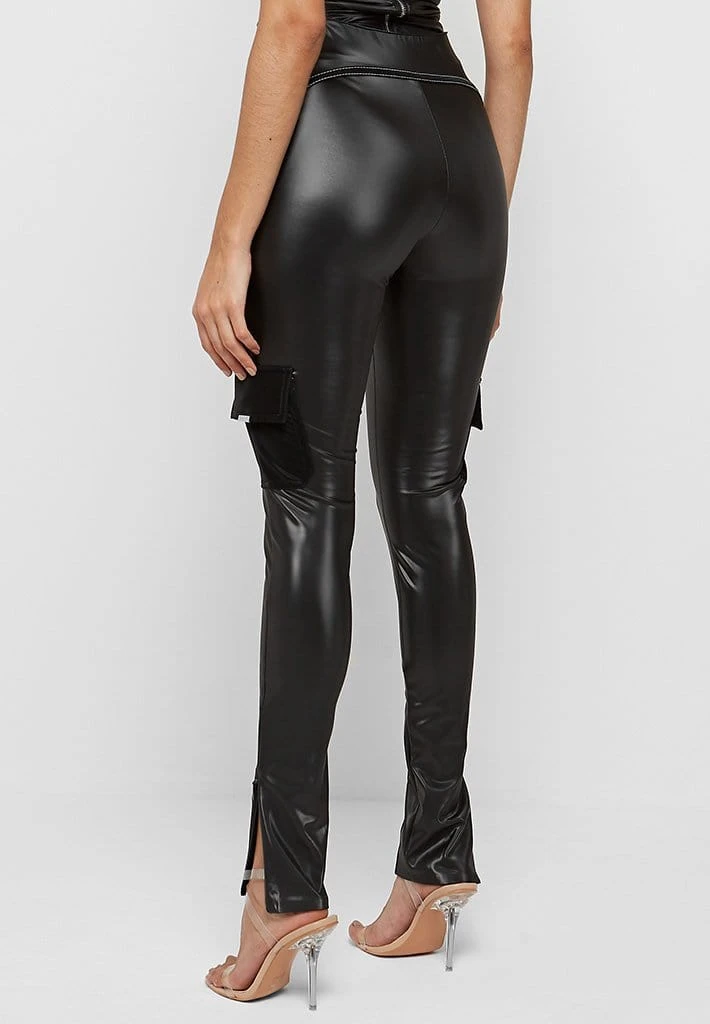 Woman Leggings High Shine Raised Seam Leggings - Black