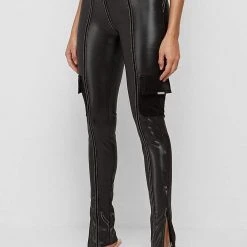 Woman Leggings High Shine Raised Seam Leggings - Black
