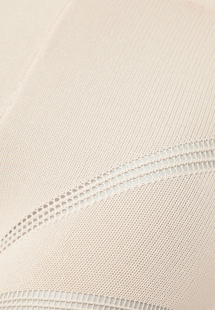 Woman Leggings High Waisted Knitted Spiral Contour Leggings - Beige