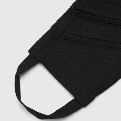 Woman Leggings High Waisted Knitted Spiral Contour Leggings - Black