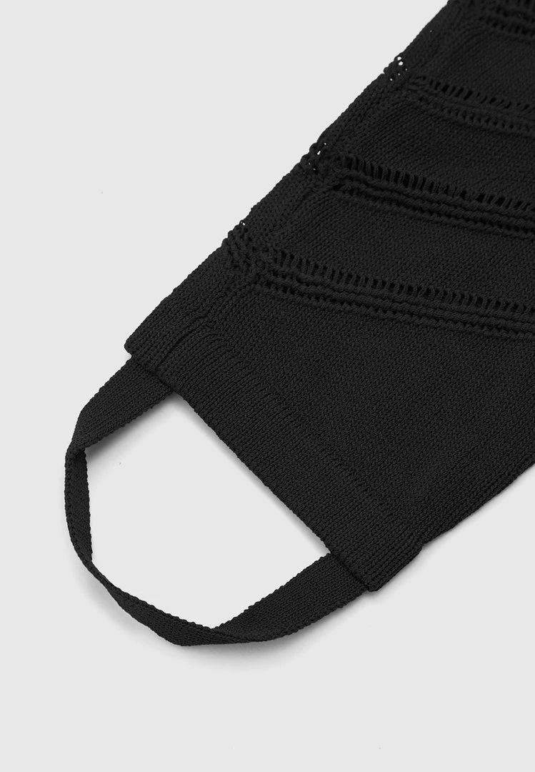 Woman Leggings High Waisted Knitted Spiral Contour Leggings - Black