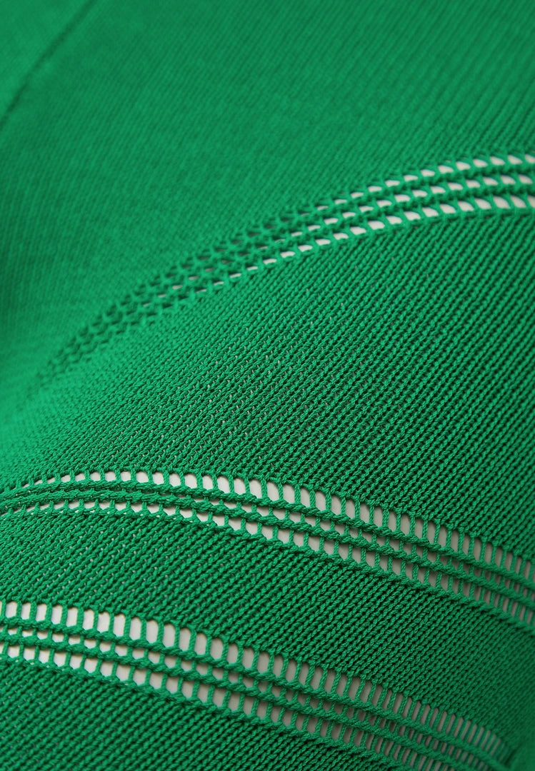 Woman Leggings High Waisted Knitted Spiral Contour Leggings - Green