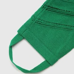 Woman Leggings High Waisted Knitted Spiral Contour Leggings - Green