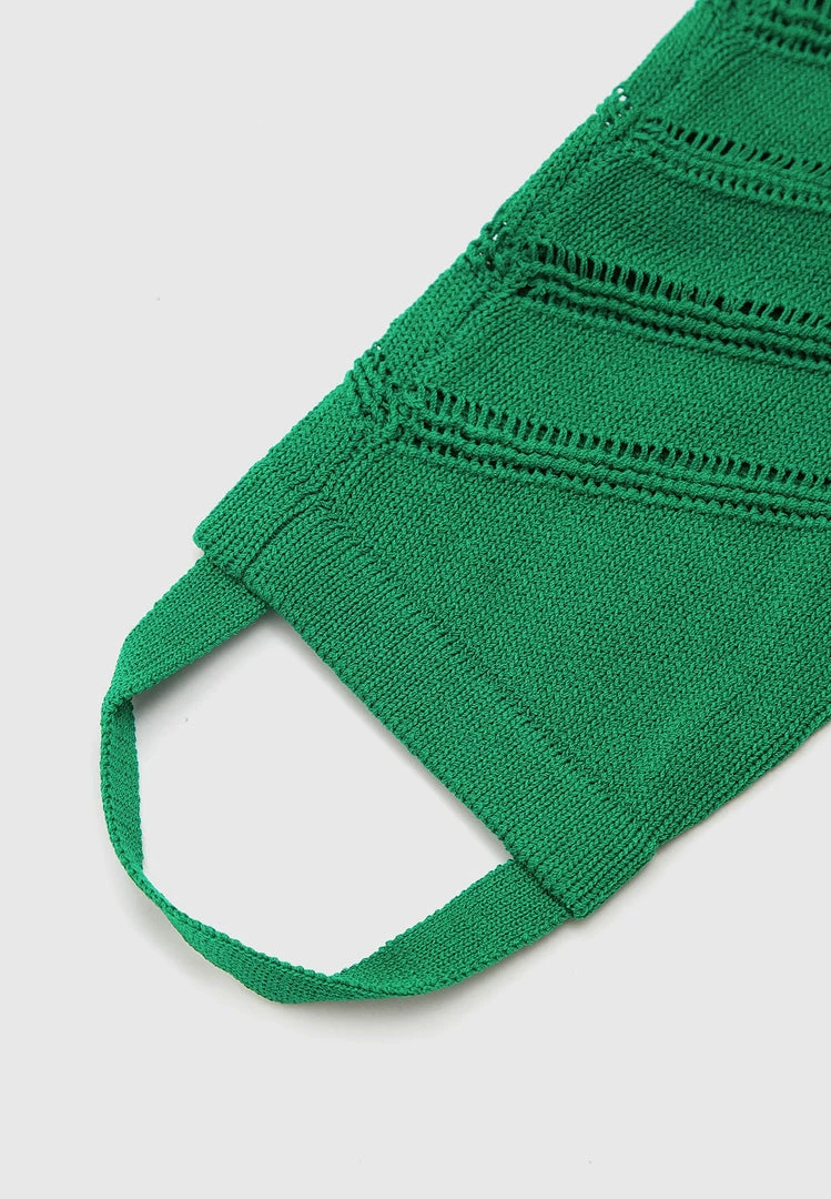 Woman Leggings High Waisted Knitted Spiral Contour Leggings - Green