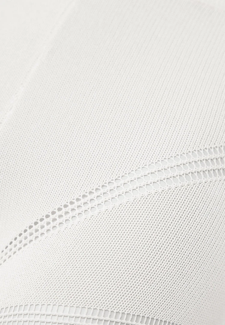 Woman Leggings High Waisted Knitted Spiral Contour Leggings - White