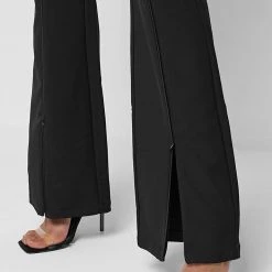 Woman Trousers High Waisted Pin Tuck Detail Trousers - Black