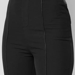 Woman Trousers High Waisted Pin Tuck Detail Trousers - Black