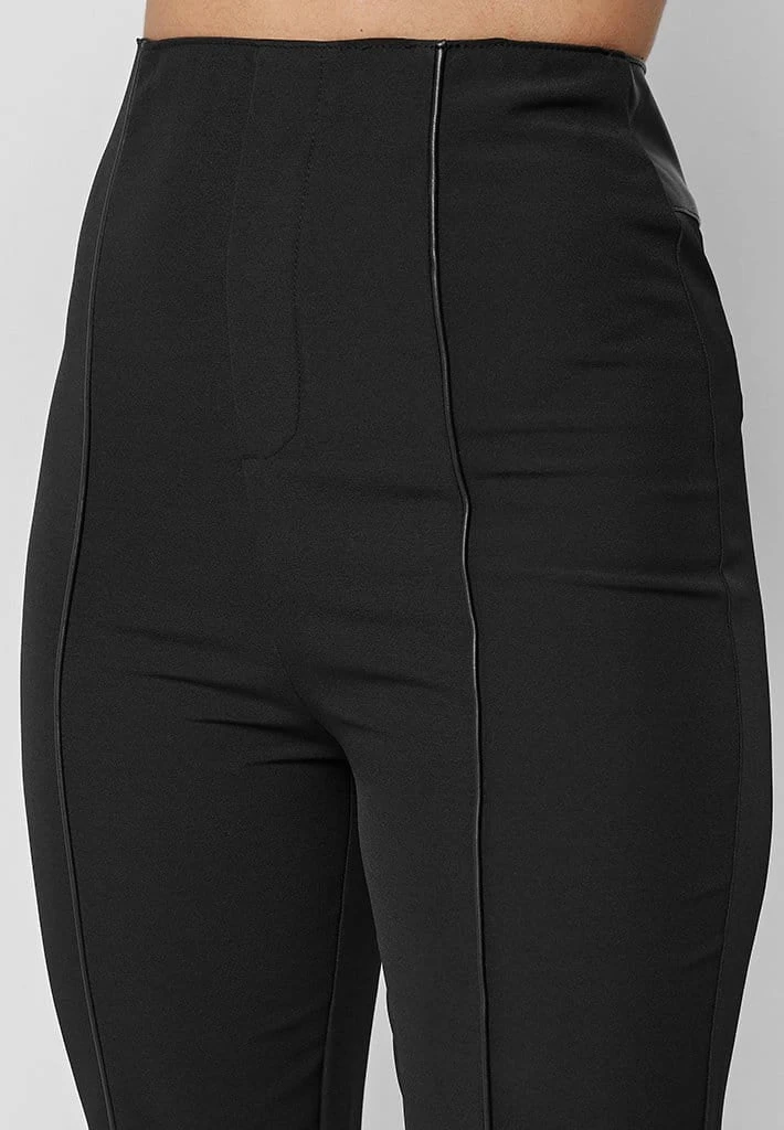 Woman Trousers High Waisted Pin Tuck Detail Trousers - Black