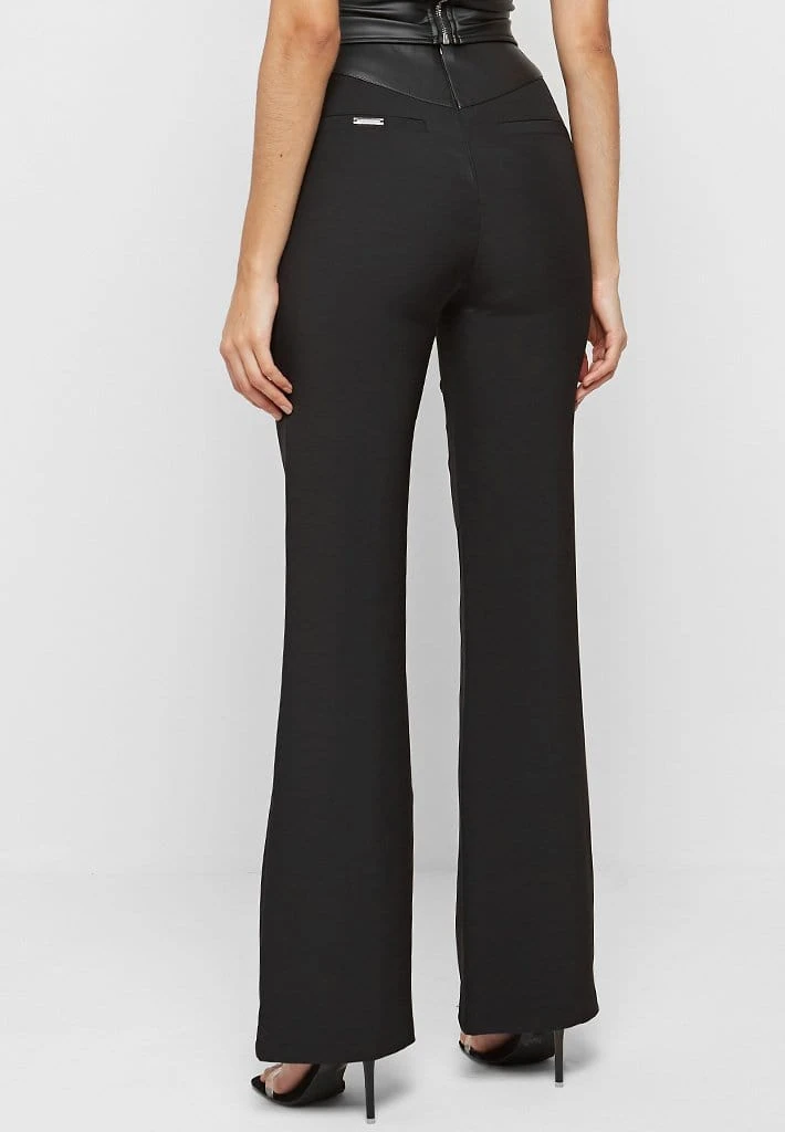 Woman Trousers High Waisted Pin Tuck Detail Trousers - Black