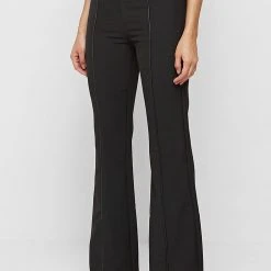 Woman Trousers High Waisted Pin Tuck Detail Trousers - Black