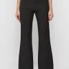 Woman Trousers High Waisted Pin Tuck Detail Trousers - Black