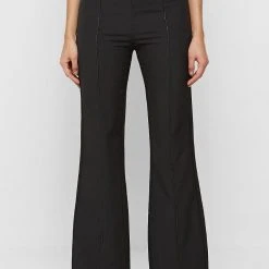 Woman Trousers High Waisted Pin Tuck Detail Trousers - Black