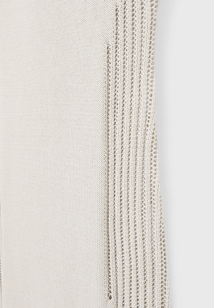 Woman Dresses Knitted Contour Dress With Vegan Leather Sleeves - Beige