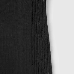 Woman Dresses Knitted Contour Dress With Vegan Leather Sleeves - Black