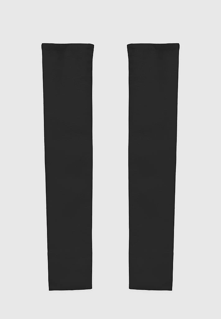 Woman Dresses Knitted Contour Dress With Vegan Leather Sleeves - Black