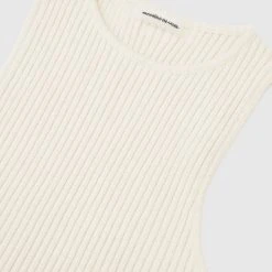 Woman Tops Knitted Contour Crop Top - Beige/Beige