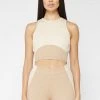 Woman Tops Knitted Contour Crop Top - Beige/Beige