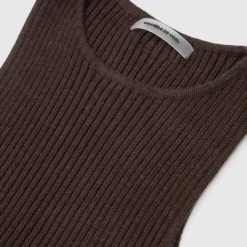 Woman Tops Knitted Contour Crop Top - Black/Brown TOPS & T SHIRTS