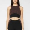 Woman Tops Knitted Contour Crop Top - Black/Brown TOPS & T SHIRTS