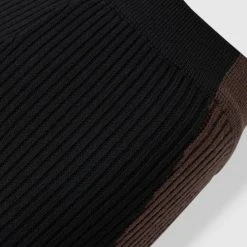 Woman Trousers Knitted Contour Fit And Flare Trousers - Black/Brown