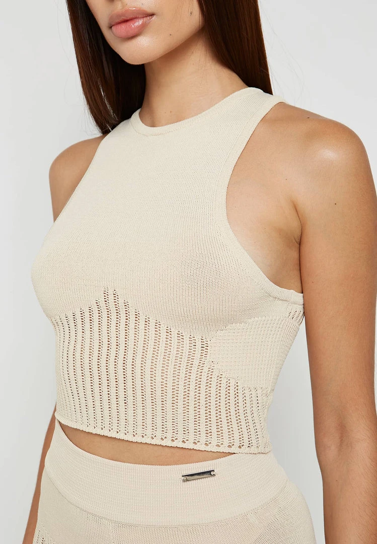 Woman Tops TOPS & T SHIRTS Knitted Crop Top - Beige