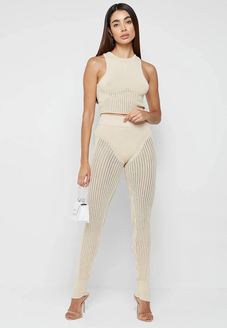 Woman Tops TOPS & T SHIRTS Knitted Crop Top - Beige