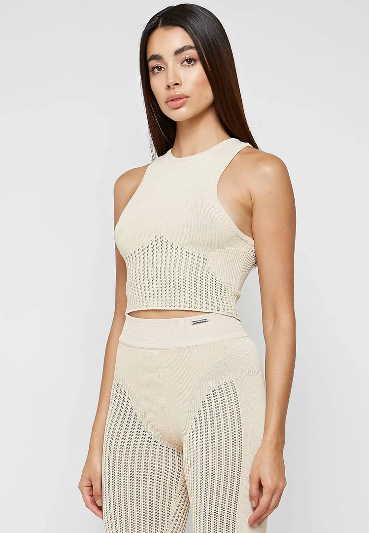 Woman Tops TOPS & T SHIRTS Knitted Crop Top - Beige