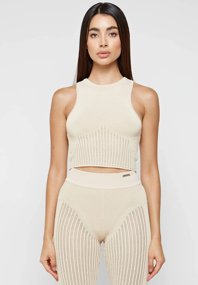 Woman Tops TOPS & T SHIRTS Knitted Crop Top - Beige