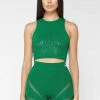 Woman Tops Knitted Crop Top - Green