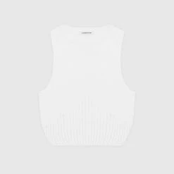 Woman Tops Knitted Crop Top - White TOPS & T SHIRTS