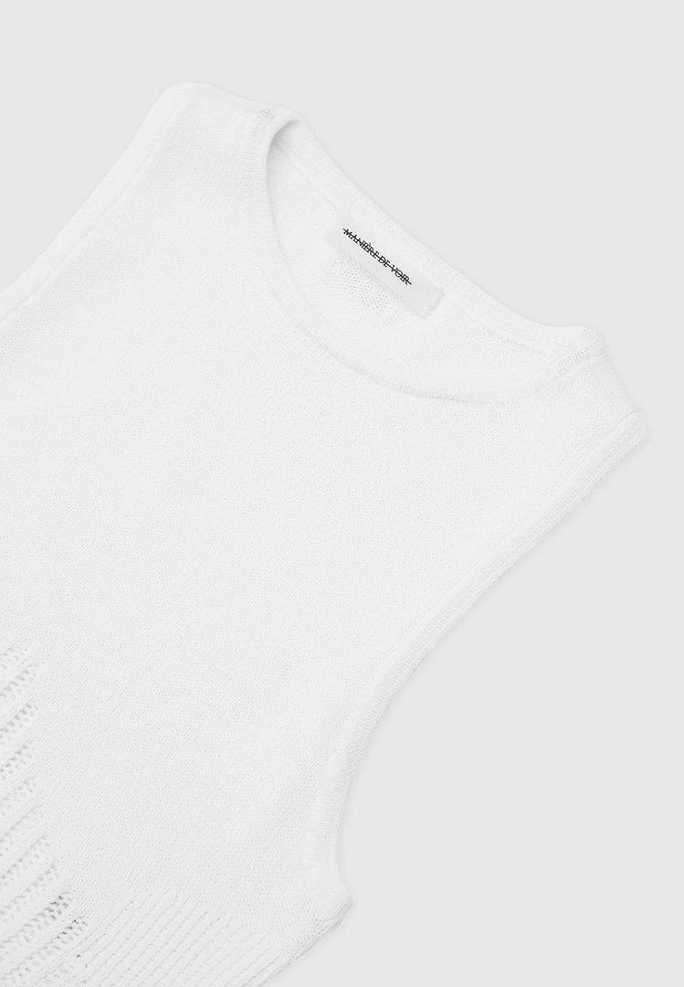 Woman Tops Knitted Crop Top - White TOPS & T SHIRTS