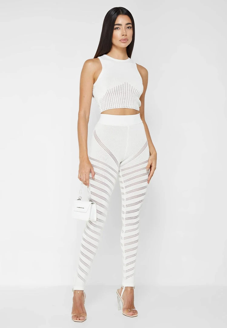 Woman Tops Knitted Crop Top - White TOPS & T SHIRTS