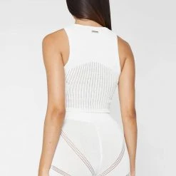 Woman Tops Knitted Crop Top - White TOPS & T SHIRTS