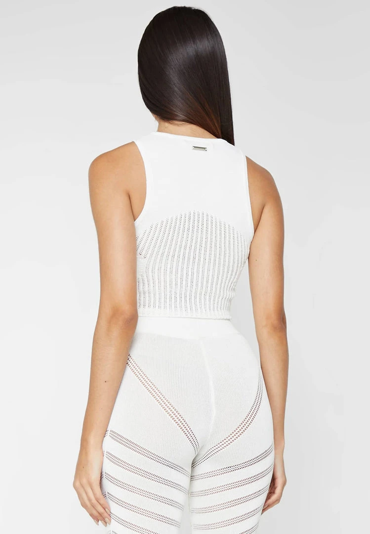 Woman Tops Knitted Crop Top - White TOPS & T SHIRTS