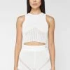 Woman Tops Knitted Crop Top - White TOPS & T SHIRTS