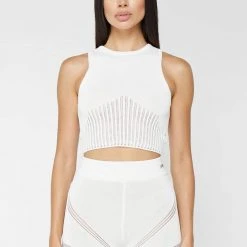 Woman Tops Knitted Crop Top - White TOPS & T SHIRTS