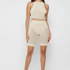 Woman Shorts KNITWEAR Knitted Cycling Shorts - Beige