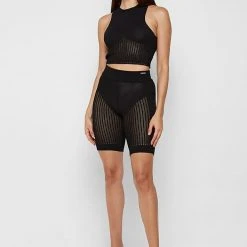 Woman Shorts CO-ORDS Knitted Cycling Shorts - Black