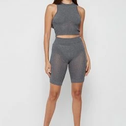 Woman Shorts KNITWEAR Knitted Cycling Shorts - Grey Marl