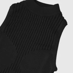 Woman Dresses Knitted High Neck Contour Dress - Black